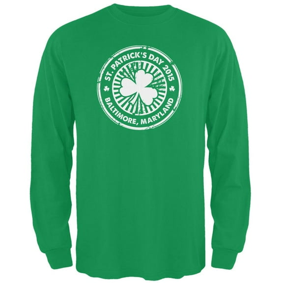 St. Patrick's Day - Baltimore MD Irish Green Adult Long Sleeve T-Shirt - X-Large