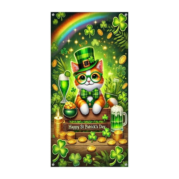 St Patrick's Day Banner, St Patty's Day Door Cover Party Decoration Backdrops, Party Decoration Backdrops