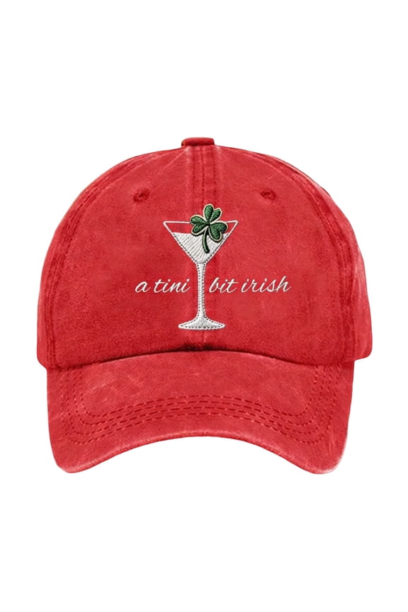 St. Patrick's Day Baseball Cap - "A Tini Bit Irish" Embroidered Shamrock Martini Hat, Adjustable for Men & Women, Irish Festival Gifts