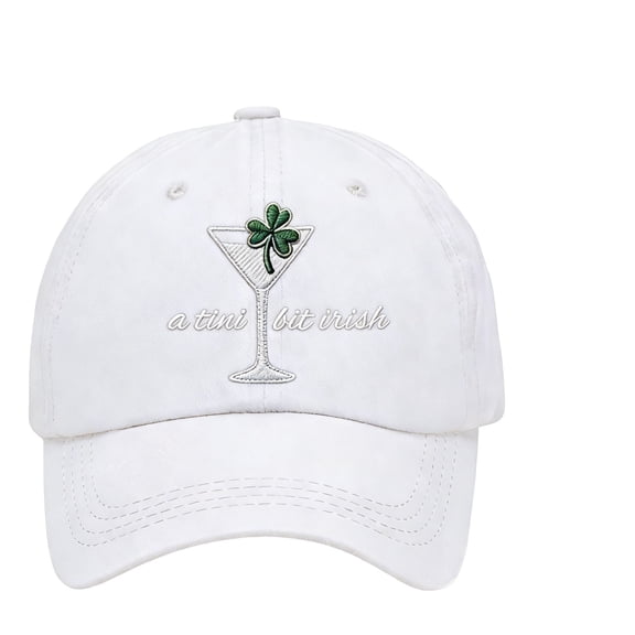 St. Patrick's Day Baseball Cap - "A Tini Bit Irish" Embroidered Shamrock Martini Hat, Adjustable for Men & Women, Irish Festival Gifts