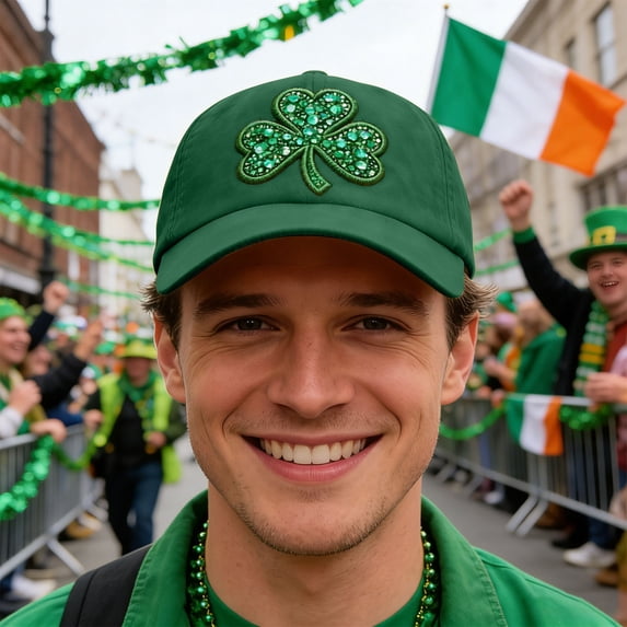 St Patrick's Day Baseball Cap, Lucky Clover Printed Hat for Men & Women, Adjustable Irish Shamrock Hat for Party, Festival, Parade, Green Holiday Gift