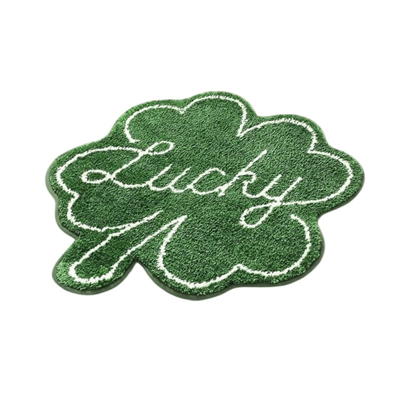 St. Patrick's Day Bathroom Rugs Lucky Green Shamrocks St. Patrick's Day Door Mat Irish Four Leaf Mat Non Slip Rugs for Entrance Front Door Indoor Outdoor