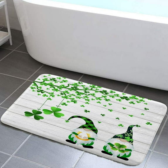St. Patrick's Day Bathroom Rugs, Shamrock Rug St. Patrick's Day Bath Mats Absorbent Mat for Shower Bathroom, St. Patrick's Day Shamrock Non-Slip Bath Mats for Bath Room Tub Shower Floors Mats (17X29)