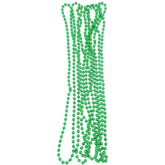 St. Patrick's Day Beaded Necklace 33 Inch - Green Beads Necklace for Party Favors, Event Decorations, and Festive Gift Supplies (1 Pcs)