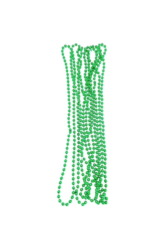 St. Patrick's Day Beaded Necklace 33 Inch - Green Beads Necklace for Party Favors, Event Decorations, and Festive Gift Supplies (10 Pcs)