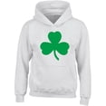 thumbnail image 1 of St. Patrick's Day Big Irish Clover Printed White Hoodie Irish Party Sweatshirt Medium, 1 of 2