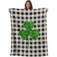 thumbnail image 1 of St. Patrick's Day Blanket Soft Cozy Warm Throw Blanket for Couch, Plush Fuzzy Flannel Fleece Blankets for Sofa, Green Shamrock Love Buffalo Plaid Vintage Bed Blankets Gifts for Men, 50"x60", 1 of 9