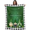 thumbnail image 1 of St. Patrick's Day Blanket Soft Cozy Warm Throw Blanket for Couch, Plush Fuzzy Flannel Fleece Blankets for Sofa, Green Shamrocks Gnomes Gold Coin Plaid Bed Blankets Lightweight Gifts for Men, 50"x80", 1 of 9