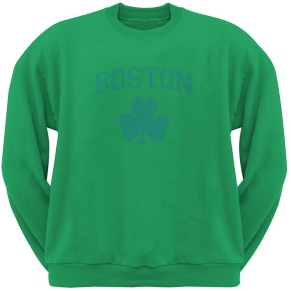 St. Patrick's Day - Boston Shamrock Green Adult Sweatshirt - X-Large