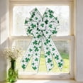 thumbnail image 1 of St. Patrick's Day Bow Large Green Bow Decoration for Wreath Front Door Party Decor Indoor Outdoor Shamrock Ribbon(White), 1 of 6