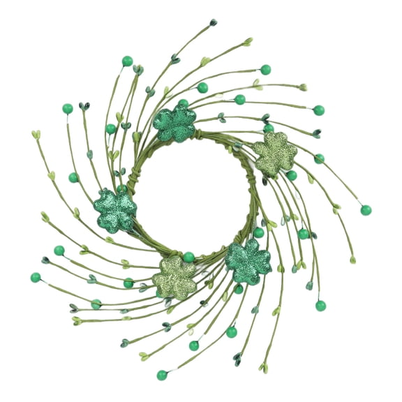 St. Patrick's Day Candle Holder Green Four Leaf Clover Berry Candelabra Centerpiece for Table Fireplace Mantel Home Decor Irish Festival Holiday Decoration