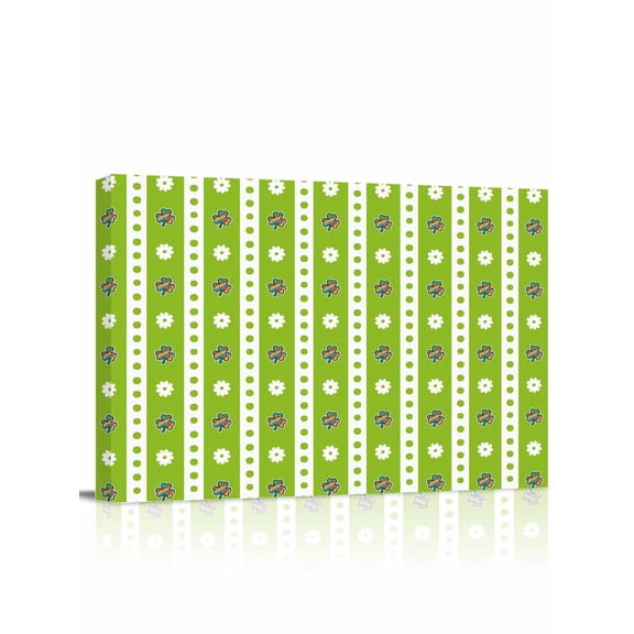St. Patrick's Day Canvas Print Wall Art Rainbow Shamrock Floral Green Stripe Point Pictures Painting Morden Artwork for Living Room Bedroom, Ready to Hang - 12"x16"