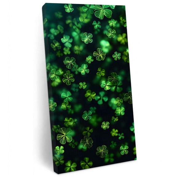 St. Patrick's Day Canvas Wall Art, print in USA Shamrock Four Leaves Watercolor Canvas Art Prints Decor Canvas Painting Prints Artwork Wooden Framed for Living Room Bathroom Bedroom Decoration