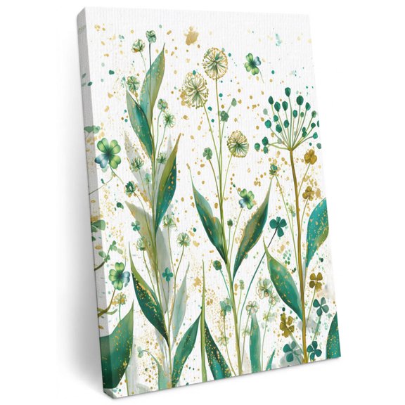 St. Patrick's Day Canvas Wall Art, print in USA Shamrock Spring Flowers Canvas Art Prints Decor Canvas Painting Prints Artwork Wooden Framed for Living Room Bathroom Bedroom Decoration