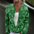 thumbnail image 1 of St. Patrick's Day Cardigan for Women Lucky Irsh Long Sleeve Shamrock Printed Cardigan Knit Open Front St. Patrick's Day Outfits, 1 of 5