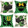 thumbnail image 1 of St. Patrick''s Day Cartoon Mouse Decorative Throw Pillow Covers 18 x 18 Set of 4, Luck Shamrock Clover Love Hearts Cushion Case Decor, Pinch Me Charm Irish Holiday Home Decoration for Sofa Couch, 1 of 1