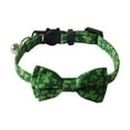 thumbnail image 1 of St. Patrick's Day Cat Collars with Bow Bell, Green Shamrock Pattern Kitten Collar with Removable Bow Tie, Pet St Patrick's Collars for Cats Dogs, 1 of 6