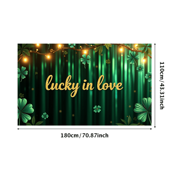 St Patrick's Day Celebration Lucky Love Four Leaf Clover Backdrop Banner Party Supplies Photography Props Decorations Wedding