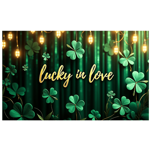 St Patrick's Day Celebration Lucky Love Four Leaf Clover Backdrop Banner Party Supplies Photography Props Decorations Wedding