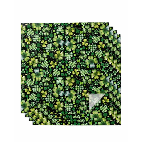 St. Patrick's Day Cloth Napkins Set of 4 Reusable Dinner Napkins, Watercolor Lucky Shamrocks Spring Leaves Cocktail Napkin Washable Table Napkins for Wedding/Holiday Party/Baby Shower 20"x20"