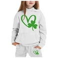 thumbnail image 1 of Girls 2 Piece St Patricks Day Sweatsuit Set Heart Printed Long-Sleeve Matching Suit Comfort Fashion Sweatshirt and Sweatpants Joggers Set with Pockets,Light Gray,6-7 Years, 1 of 4