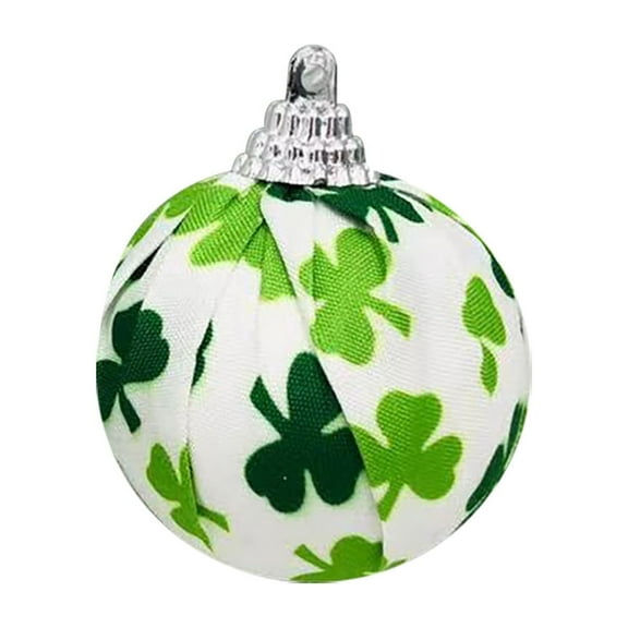 St.Patrick's Day Clover Ball Ornaments,1.57inch St Patricks Day Ornaments for Tree,Green Shamrocks Fabric Wrapped Balls,Decorative Hanging Ornaments for Home Office Bedroom Party Holiday Decorations