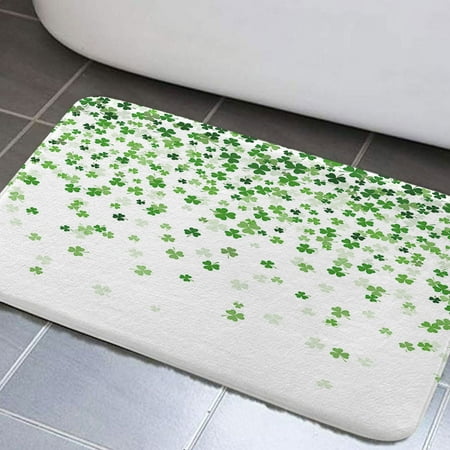 St. Patrick's Day Clover Bathroom Rug Mat, Green Clover Shamrock Bathroom Rugs,Set Irish St Patrick's Day Shamrock Bathroom Non-Slip Bath Carpet, Extra Soft and Absorbent Bath Rugs(17"X29")