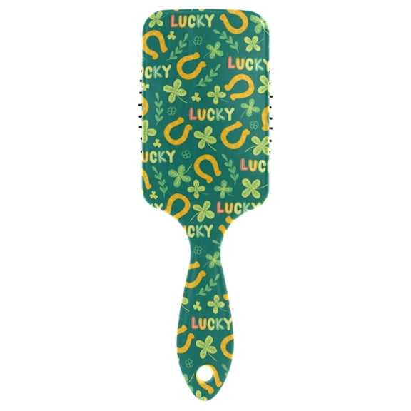 St Patrick''s Day Clover, Branch, Horseshoe, Letters and Quatrefoil Air Cushion Comb Hairbrush Prevent static Snag Tangle for Women Ladies Detaining Separating Shaping Wavy Curly Straight Hair