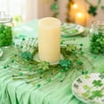 thumbnail image 1 of St. Patrick's Day Clover Candle Holder Centerpiece - Festive Table Decor with Berry Accents for Holiday Dinner Party, Spring Themed Home Decoration for Mantel Shelf Display, 1 of 8