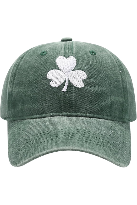 St. Patrick's Day Clover Cap, Adjustable Embroidered Lucky Green Shamrock Baseball Cap for Ireland Men Women Party Gift