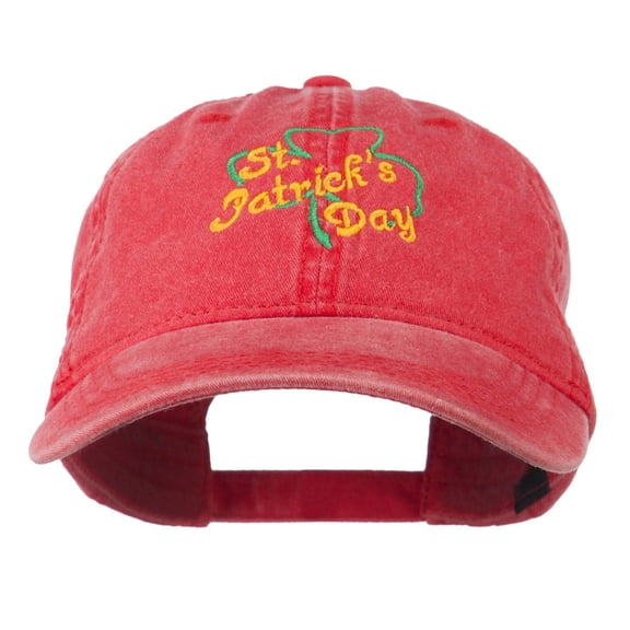 St Patrick's Day Clover Embroidered Cap - Red OSFM