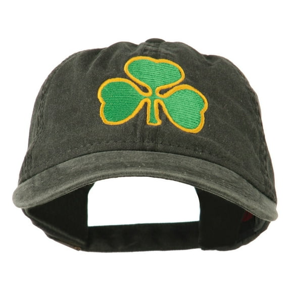 St. Patrick's Day Clover Embroidered Washed Cap - Black OSFM