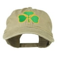 thumbnail image 1 of St. Patrick's Day Clover Embroidered Washed Cap - Khaki OSFM, 1 of 5
