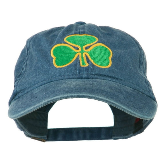 St. Patrick's Day Clover Embroidered Washed Cap - Navy OSFM