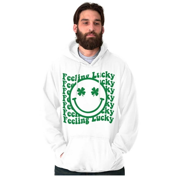 St Patrick's Day Clover Happy Face Unisex Plus Fleece Graphic Hoodie Brisco Brands 2X