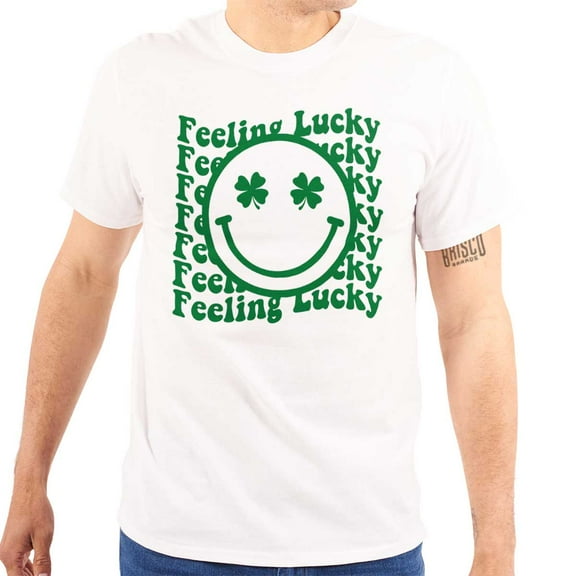St Patrick's Day Clover Happy Face Men's Graphic T Shirt Tees Brisco Brands L