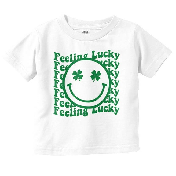 St Patrick's Day Clover Happy Face Toddler Boy Girl T Shirt Infant Toddler Brisco Brands 6M