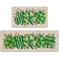 thumbnail image 1 of St. Patrick''s Day Clover Kitchen Rugs Set of 2, Shamrock Eucalyptus Leaves Polka Dot Kitchen Mats Decor, Gold Coins Irish Holiday Floor Door Mat Home Decorations -17x29 and 17x47 Inch, 1 of 6