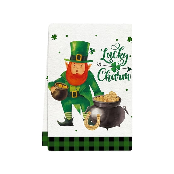 St. Patrick's Day Clover Kitchen Towels, Shamrock Hand Towels Drying Baking Cooking Cloth, for Farmhouse Irish Spring Kitchen Decor, 18x26 inch