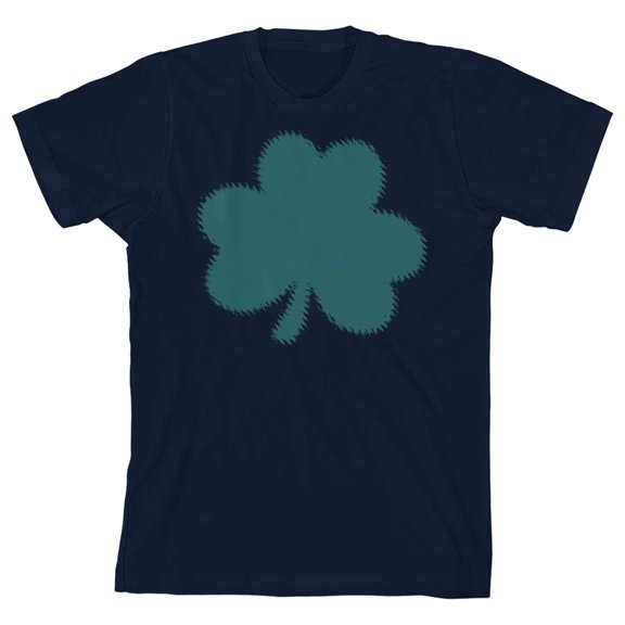 St. Patrick's Day Clover Leaf Crew Neck Short Sleeve Navy Youth T-shirt-XL