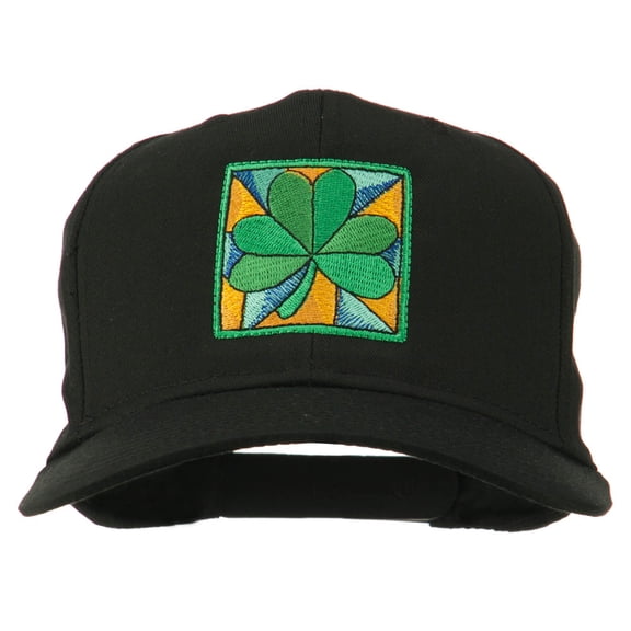 St Patrick's Day Clover Leaf Embroidered Cap - Black OSFM