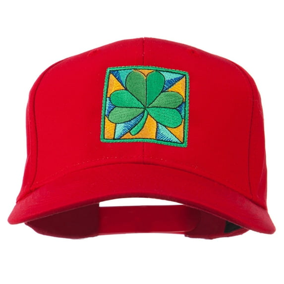 St Patrick's Day Clover Leaf Embroidered Cap - Red OSFM