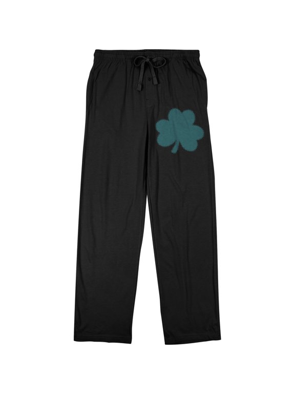 St. Patrick's Day Clover Leaf Men's Black Sleep Pajama Pants