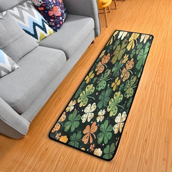 St. Patrick's Day Clover Runner Rug - 24"x72" Ultra Soft Non-Slip Floor Mat Washable Area Rugs for Kitchen Bathroom Entry Home Decor Gifts