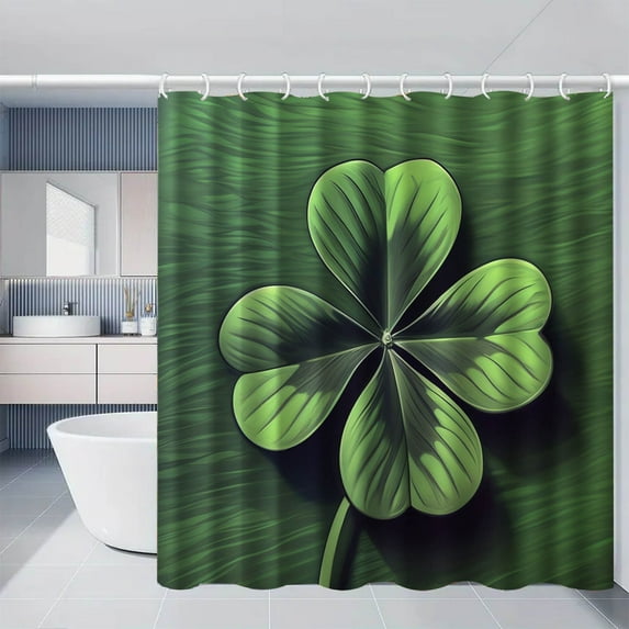 St. Patrick's Day Clover Shower Curtain Shamrock Bathroom Curtain Irish St Patrick's Day Fabric Curtain Set Decor 70x70 Inches (A)