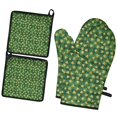 thumbnail image 1 of St. Patrick's Day and Clovers Green Plaid Pattern Kitchen Oven Mitt and Pot Holder Set 2 Pcs, Heat Resistant Up To 392 °F, for Baking, Cooking and Grilling, 1 of 6
