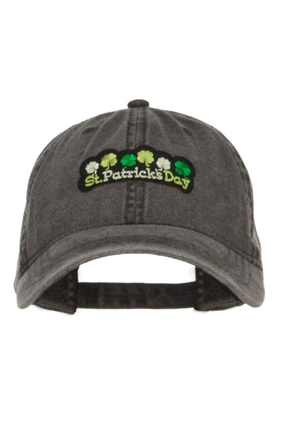 St Patrick's Day Clovers Patched Washed Cap - Black OSFM