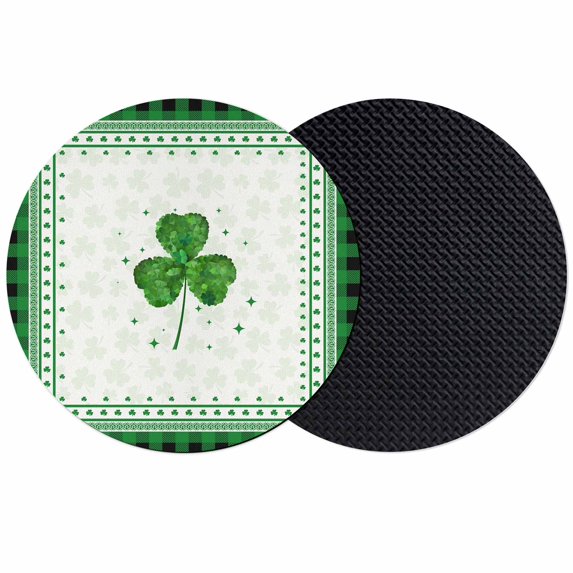 St. Patrick's Day Coasters Set of 2, Absorbent Coasters for Drinks, Green Shamrock Buffalo Plaid Spring Coaster for Desk Coffee Table Protection, Home Decor House Warming Gifts 4"