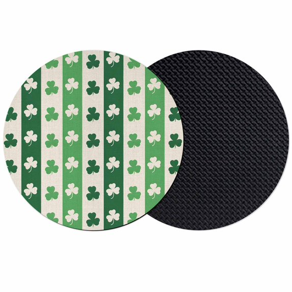 St. Patrick's Day Coasters Set of 2, Absorbent Coasters for Drinks, Green Shamrock Irish Lucky Leaves Coaster for Desk Coffee Table Protection, Home Decor House Warming Gifts 4"