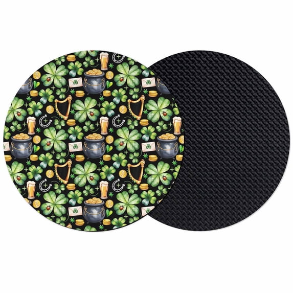 St. Patrick's Day Coasters Set of 2, Absorbent Coasters for Drinks, Luck Shamrocks Beer Harp Horseshoes Envelope Coaster for Desk Coffee Table Protection, Home Decor House Warming Gifts 4"